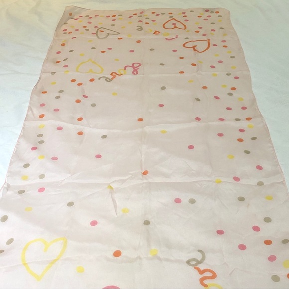 Authentic Moschino Scarf, 100% Silk, 19 1/2”Wx60”L, Pink, Olive Oyl, Love, Piece - Picture 4 of 11